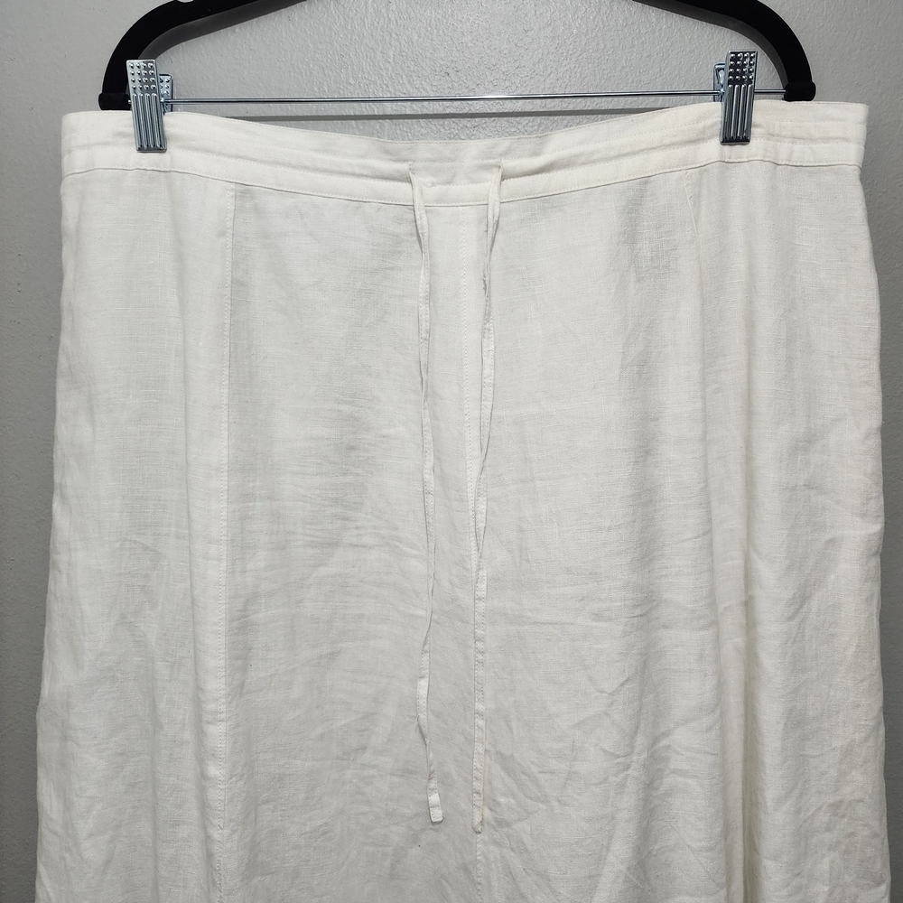 Liz Claiborne Cream 100% Linen Maxi Skirt Size 16 Costal Vacation - Picture 2 of 8